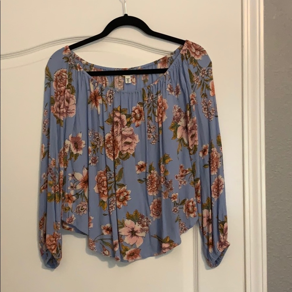 Blue floral long sleeve shirt